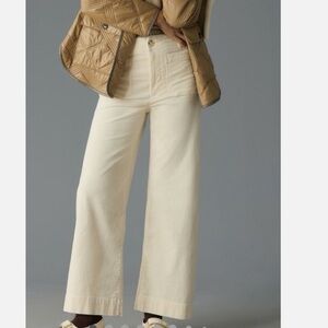 Anthropologie Maeve Off-White Corduroy Wide-leg Pants - The Colette size 32